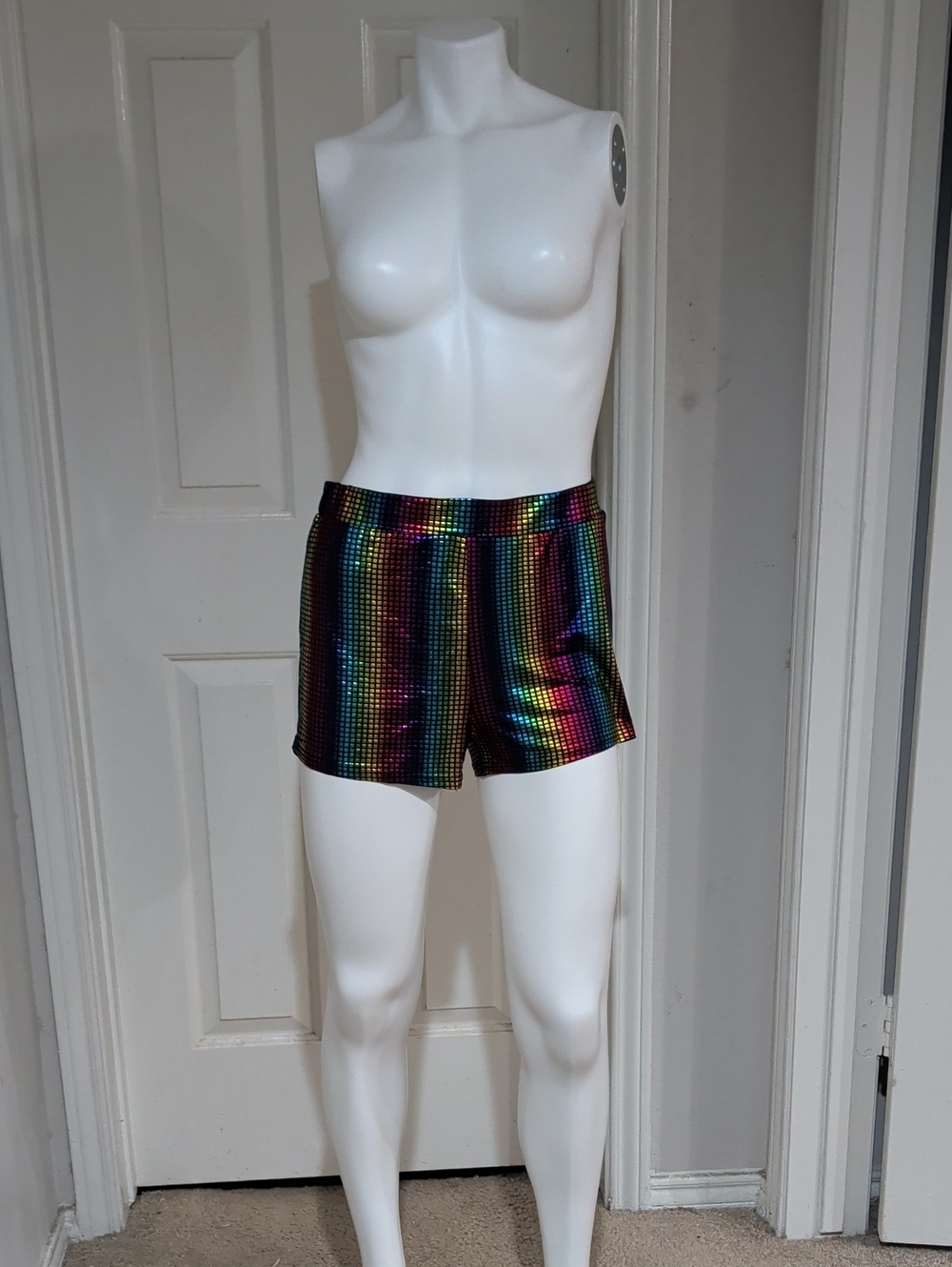 Retro Rainbow Sequin Party Shorts for Women Medium/Large - Picture 2 of 6